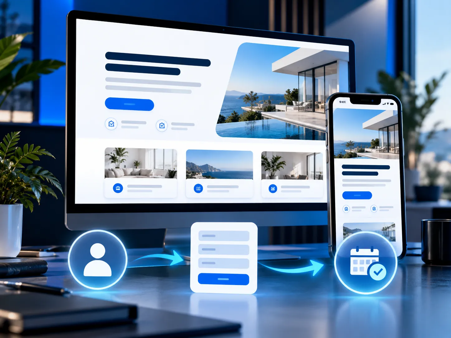 Landing page en computadora y celular conectada a un formulario y a una cita